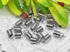 (СКИДКИ!!!) Концевик 075 пружинка 10*4,2мм (для шнура 2-2,5мм) цвет платины (Iron) (50шт.)