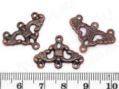 031 Коннектор на 3 нити 23*15,5*1,7мм античная медь (литьё)