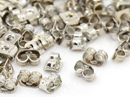 (СКИДКИ!!!) Зажимы для пуссет (гвоздиков) и швенз №09 6,5*4,5*3мм цвет платины (Iron) (50 пар)