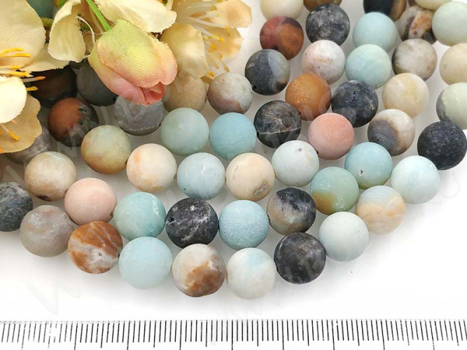 (ОПТ) Бусина округлая 10мм МАТОВАЯ Амазонит натуральный (камни) (НИТЬ)