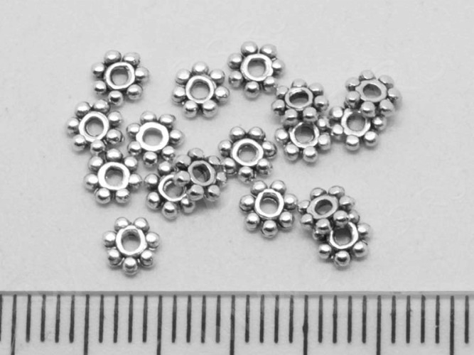 (ОПТ) Рондели 040 Дейзи 4*4*1мм античное серебро (литьё) (500шт.)
