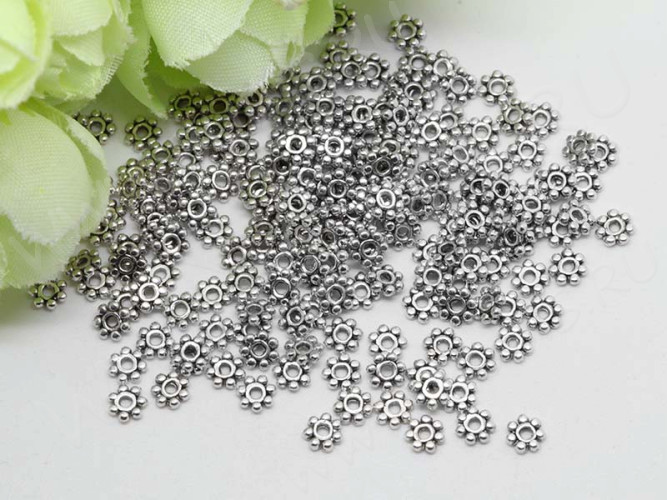 (ОПТ) Рондели 040 Дейзи 4*4*1мм античное серебро (литьё) (500шт.)