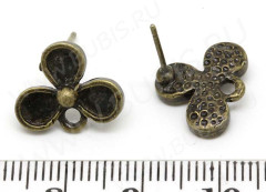 Пуссеты (&quot;гвоздики&quot;) №046 цветочек 14,5*14*12мм античная бронза (литьё) (1 пара)