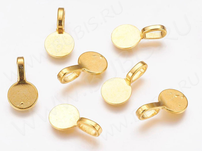 Бейл для приклеивания 03 круг (площадка 10мм) 18,5*9,8*5,5мм золотистый (литьё)
