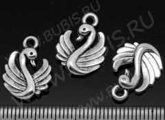 Подвеска Лебедь 02 двусторонняя 17*12,5*3мм античное серебро (литьё)