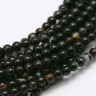 Купить (ОПТ) Бусина округлая ГЛАДКАЯ "каменный бисер" 3мм Агат черный натуральный (камни) (НИТЬ) с доставкой по России