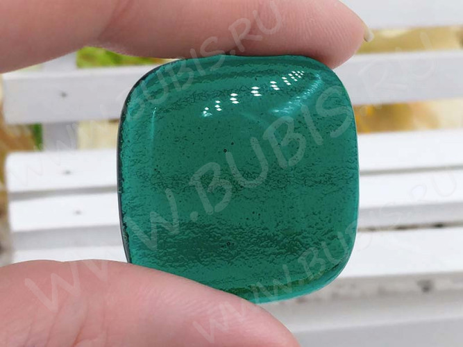 Кабошон Фьюзинг 214 Квадратный 31-37*31-37*8мм Зелёный прозрачный