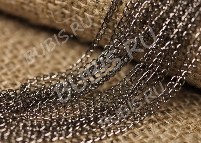 Цепочка I002 простая кручёная звено 3,2*2,2*2мм чёрный никель (Iron) (50см)