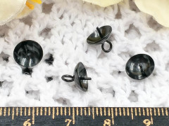 Держатель кулона 076 шапочка со штырьком 8*8*8мм чёрный никель (Хирургическая Сталь)