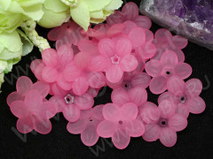 (СКИДКИ!!!) Бусина акрил Цветочек 21 матовый 20*19,5*5,5мм яр.розовый полупрозрачный (акрил) (10шт.)