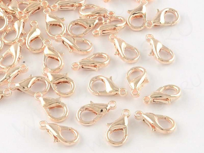 (СКИДКИ!!!) Замочек карабин №090 малый 10*5*3,5мм светло-розовое золото (сплав) (10шт.)