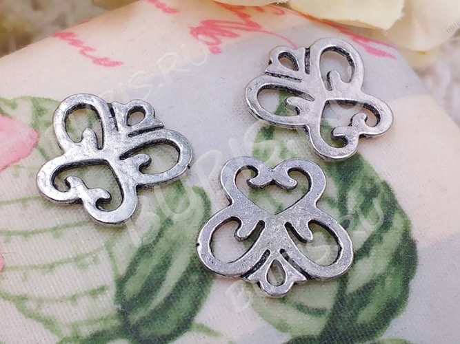 Подвеска Бабочка 19 двусторонняя 16*15*1мм античное серебро (литьё)