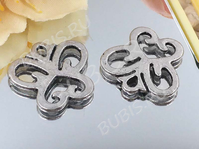 Подвеска Бабочка 19 двусторонняя 16*15*1мм античное серебро (литьё)