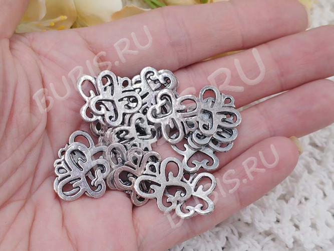 Подвеска Бабочка 19 двусторонняя 16*15*1мм античное серебро (литьё)