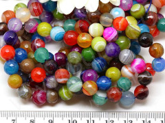 (ОПТ) Бусина округлая ГРАНЁНАЯ 8мм Агат Мадагаскарский и простой ЯРКИЙ МИКС (камни) (НИТЬ)