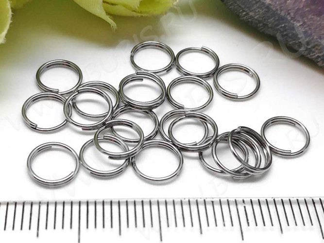 (СКИДКИ!!!) Колечки двойной крутки 8мм цвет платины (Хирургическая сталь) (100шт)