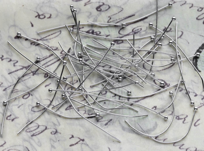 Штифт с ШАРИКОМ 30*0,5мм цвет платины (Brass) (50шт)