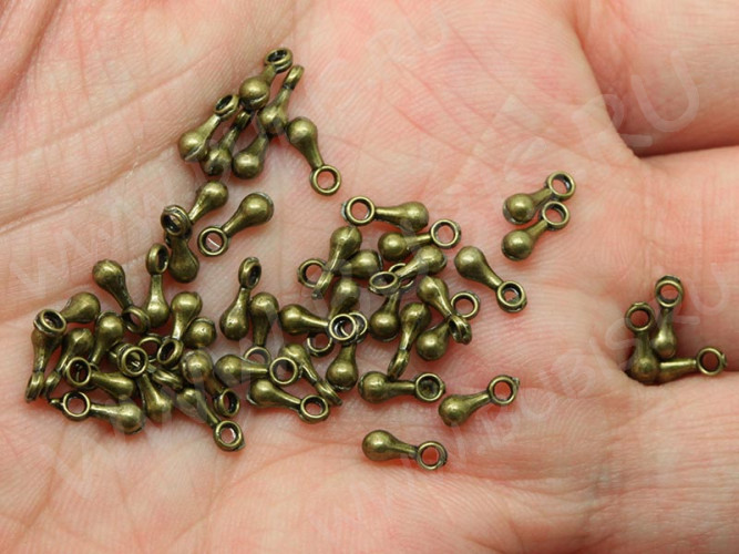 Капелька - окончание для цепочки 01 6,8*2,7*2,7мм античная бронза (литьё) (10шт.)