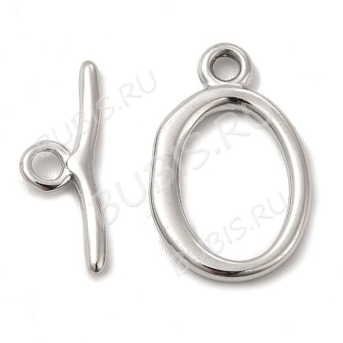 180 Тоггл Овал  22*14мм и 19*7мм цвет платины (Хирургическая сталь)