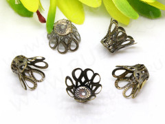 (СКИДКИ!!!) Шапочка тонкая 057 ажурная Колокольчик большой 16*12мм античная бронза (Iron) (имитация скани) (10шт.)