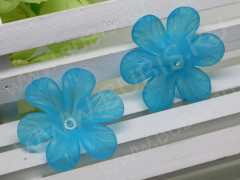 Бусина акрил Цветочек 22 матовый 33,5*30,5*9мм голубо-бирюзовый полупрозрачный (акрил)