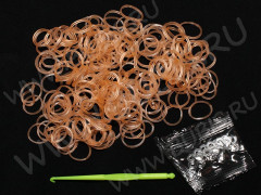 (РАСПРОДАЖА!!!) Набор для плетения браслетов 48 Loom Bands в пакете ТЕЛЕСНЫХ прозрачных (Loom Bands) (200 резинок)