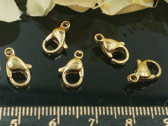 Замочек карабин №038-G-10 12*7*3,5мм золотистый Real Gold Plated (LUX Китай)(Хирургическая сталь)(10шт)