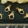 Купить Замочек карабин №038-G-10 12*7*3,5мм золотистый Real Gold Plated (LUX Китай)(Хирургическая сталь)(10шт)  с доставкой по России