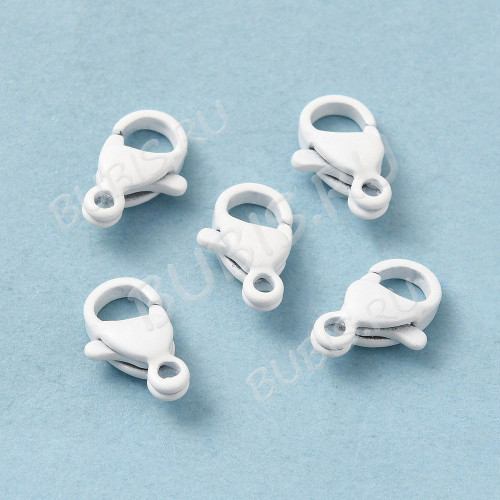 Замочек карабин №118 10,5*6,5*3,5мм белый (Хирургическая сталь)  