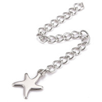 Цепочка удлинительная 12 стальная с подвеской морская звезда 3*10*60мм цвет платины (Хирургическая сталь)