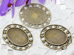 Подвеска-сеттинг Овал 41 коннектор (сеттинг 25*18мм) 36*29,5*2мм античная бронза (литьё)