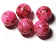 Бусина округлая мраморная 7мм яр.розово-т.бордовая непрозрачная (стекло) (10шт.)