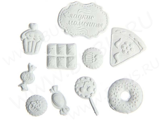 Молд 009 Вкусняшки 8*8*0,55см розовый (силикон) (инструменты для моделирования)