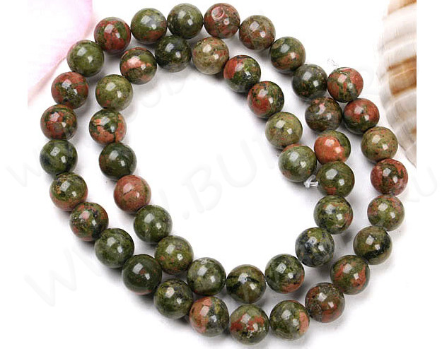 (СКИДКИ!!!) Бусина округлая 6мм Унакит натуральный (камни) (10шт.)