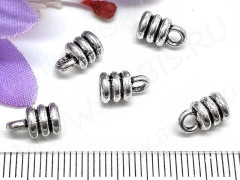 Концевик 057 полосатый 9*5,5*5,5мм античное серебро (литьё)