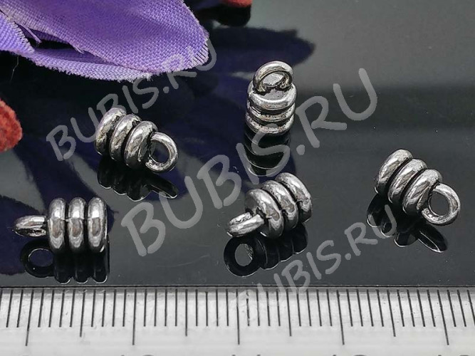 Концевик 057 полосатый 9*5,5*5,5мм античное серебро (литьё)