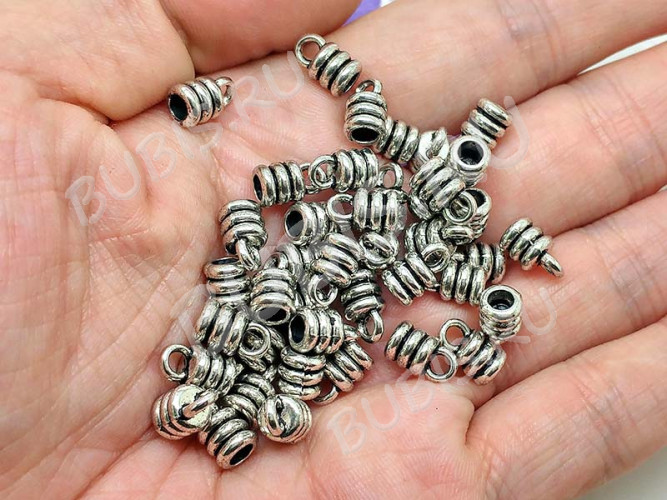 Концевик 057 полосатый 9*5,5*5,5мм античное серебро (литьё)