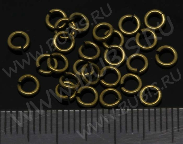 (СКИДКИ!!!) Колечки обычные толстые 4*0,8мм античная бронза (Brass) (100шт.)