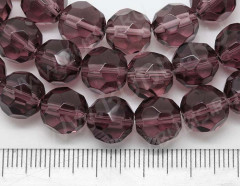 Бусина округлая гранёная 10*10*9,5мм лиловая прозрачная (стекло)