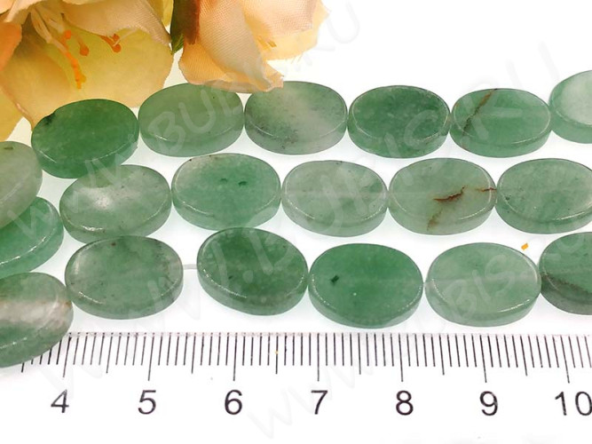 (СКИДКИ!!!) Бусина каменная Овал 66 15*10*4мм Авантюрин зелёный натуральный (камни) (10шт.)