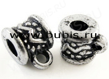 (СКИДКИ!!!) Бусина с петлёй 007 Бейл 10*7*6,5мм античное серебро (АКРИЛ) (10шт)