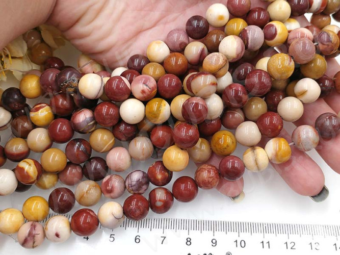 (ОПТ) Бусина округлая 10мм Яшма Мукаит (камни) (НИТЬ)