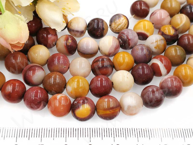 (ОПТ) Бусина округлая 10мм Яшма Мукаит (камни) (НИТЬ)