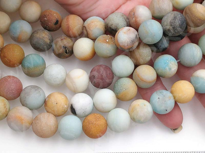 (ОПТ) Бусина округлая 12мм МАТОВАЯ Амазонит натуральный (камни) (НИТЬ)