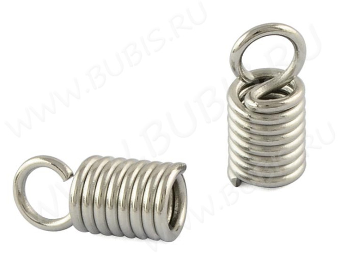 Концевик 080 пружинка 8*3,25*3,25мм для шнуров 1,5-2мм цвет платины (Хирургическая сталь) (10шт)