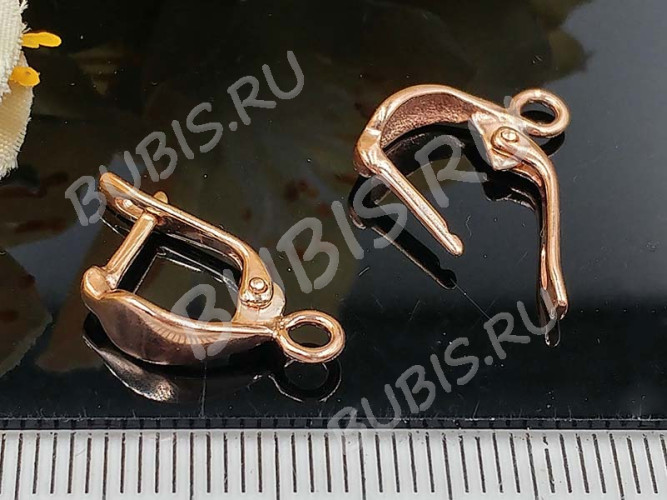 Швензы с английским замком №107 Капля 19,5*10*4,5мм розовое золото (Brass с позолотой) (1 пара)