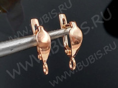 Швензы с английским замком №107 Капля 19,5*10*4,5мм розовое золото (Brass с позолотой) (1 пара)