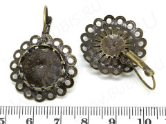 Швензы с французским замком №22 с ажурным сеттингом 15мм 36*25*14,5мм античная бронза (Brass) (1 пара)