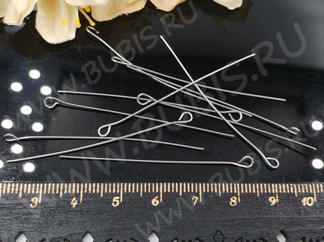 (СКИДКИ!!!) Штифт с петлёй 50*0,6мм стальной (хирургическая сталь) (50шт)