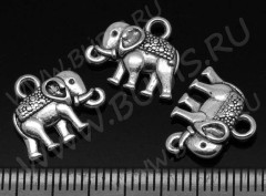 Подвеска Слоник 07 3D 14*12*2,9мм античное серебро (литьё)